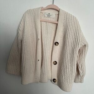 H&M Oatmeal Chunky Knit Cardigan with Tortoiseshell Buttons